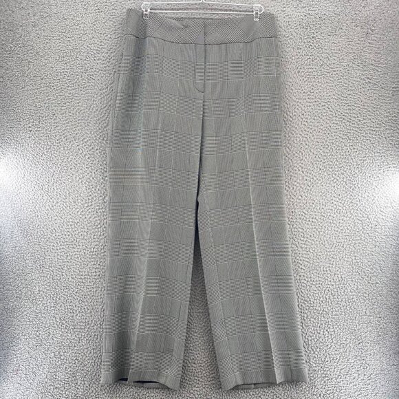 Kasper Pants Womens 12 Gray Black Glen Check Plaid Wide Leg Office Career Work - Picture 1 of 11